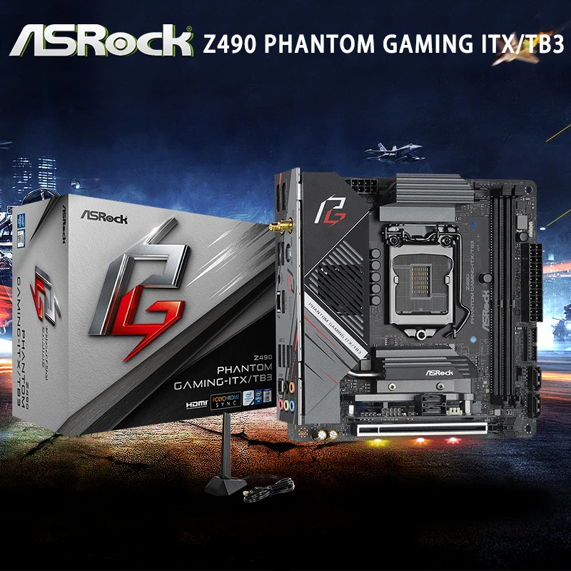 

Материнская плата ASRock Z490 Phantom Gaming-ITX/TB3 LGA 1200 64 Гб DDR4 4666 + МГц M.2 SATA оверлочный настольный компьютер Z490