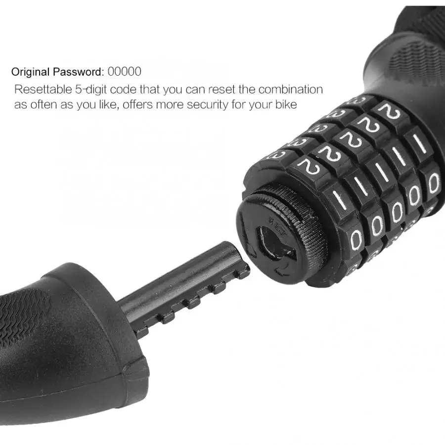 Замок велосипедный кодовый со стальной цепью умный замок с 5