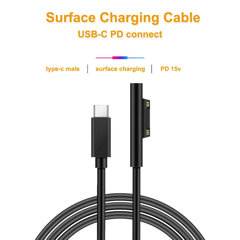 

USB TYPE C PD charging cable for Microsoft Surface Pro 7/6/5/4/3 Go Book Tablet Compatible 15V/12V 4A 3A 2.58A 65W PD charger