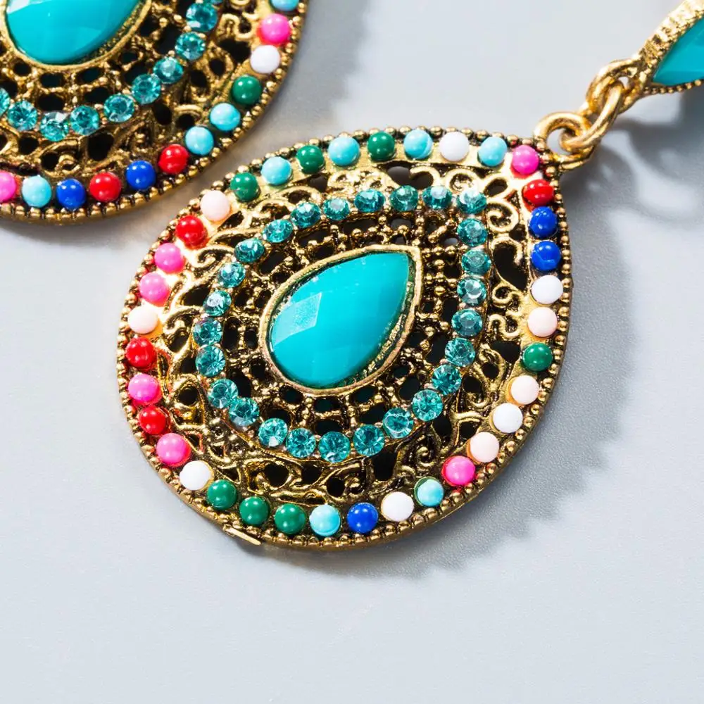 Модные стразы серьги в форме капли воды для женщин этнические богемные висячие