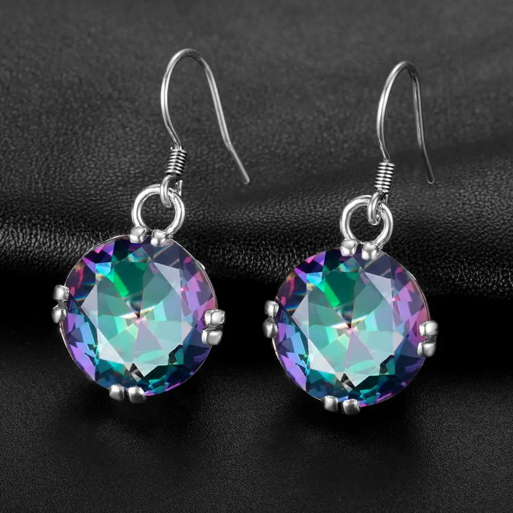 

Redwood Mysitc Rainbow Topaz Luxury Earrings For Women Bohemia Long Drop Earrings Jewelry Brand Silver 925 Pendientes Wholesale