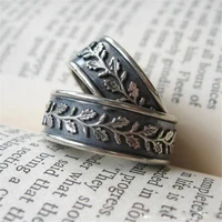 new ins creative retro leaf ring vintage distressed tree leaf rings for women men couple fashion emotional jewelry gift