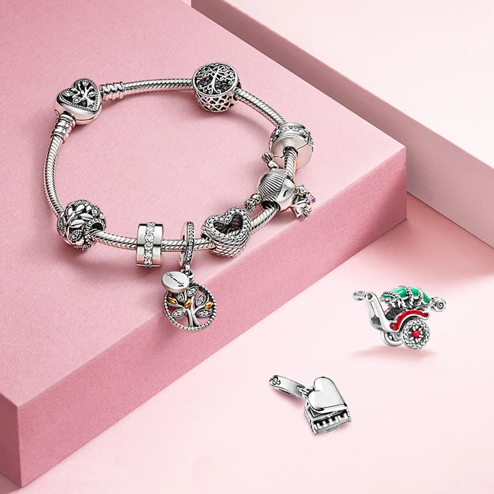 

Volayer 925 Sterling Silver Beads Heart Feathers Dreamcatcher Traditional Rickshaw Charms fit Original Pandora Bracelets