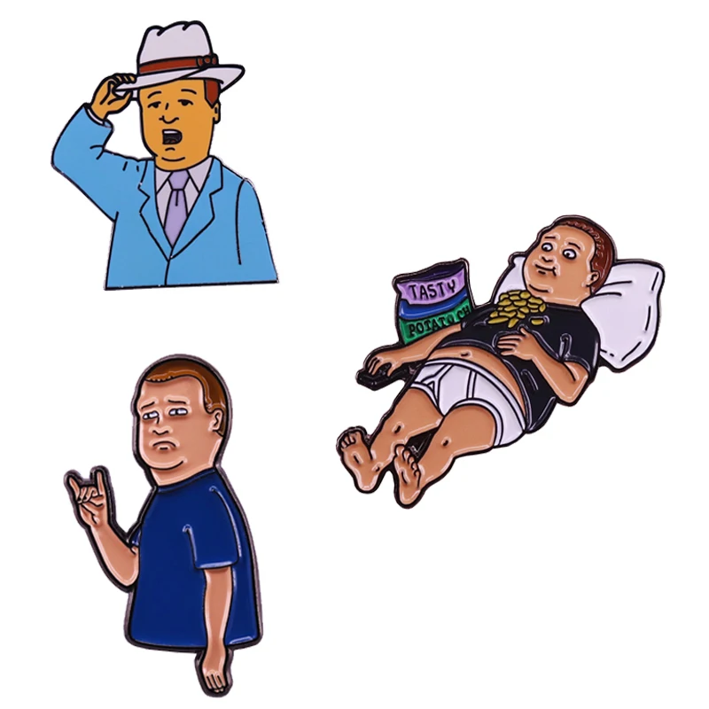 

Бобби Хилл мем значок джентльмены ленивый диван картофель булавка рок рога брошь милый подарок для фанатов мультфильмов