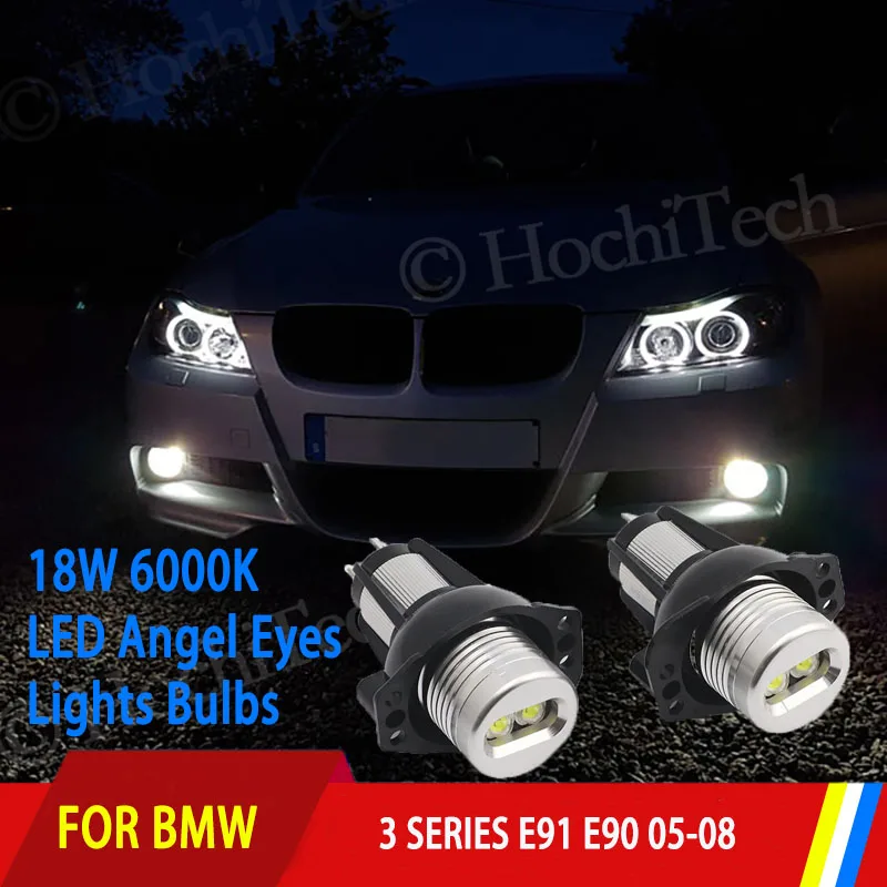

2pcs 18W 6000K free error Super bright lamp LED Angel Eyes Marker Lights Bulbs For For BMW 3 series E91 E90 2005-2008