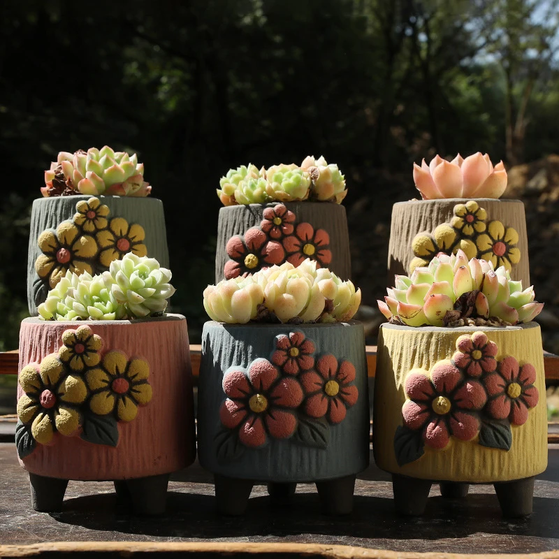

Korean Pottery Hand Pinch Floret Succulent Flowerpot Vintage Green Plant Ceramic Art Potted Home Balcony Creative Gardening