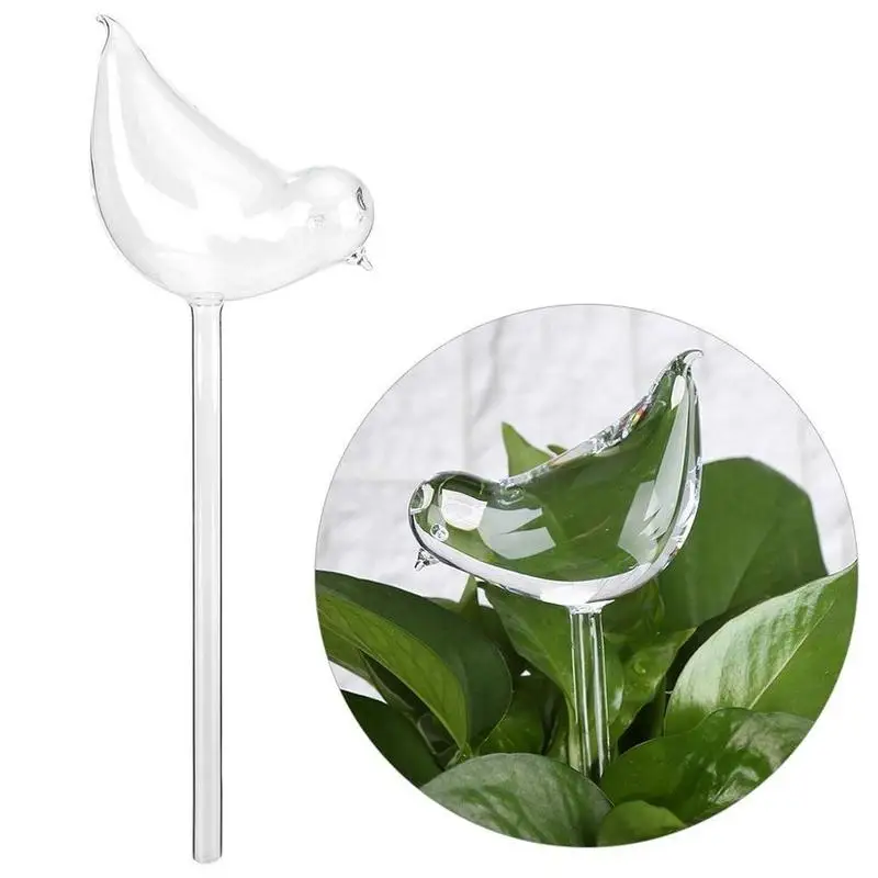 

1Pcs Bird Shape Clear Glass Automatic Watering House Garden Plants Flowers Water Feeder Self Watering Cans Decoration Devices