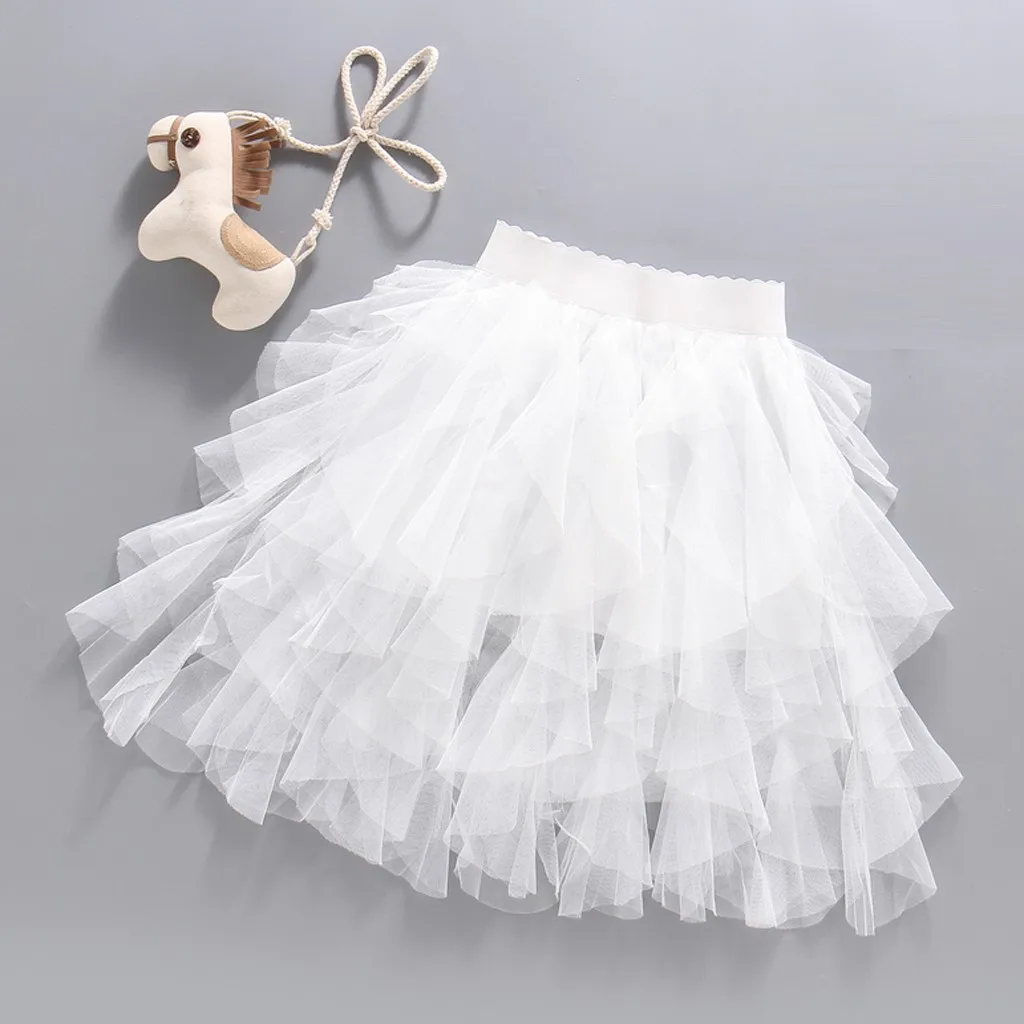 Модная однотонная многослойная юбка принцессы для маленьких девочек бальное