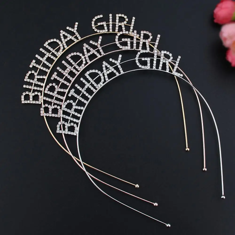 

Metal Rhinestone Inlaid Headband Birthday Girl Hair Hoop Party Crown Supplies