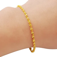 new 24k gold bracelet plating bracelet filled gold 2mm18cm water wave ladies bracelet jewelry gift