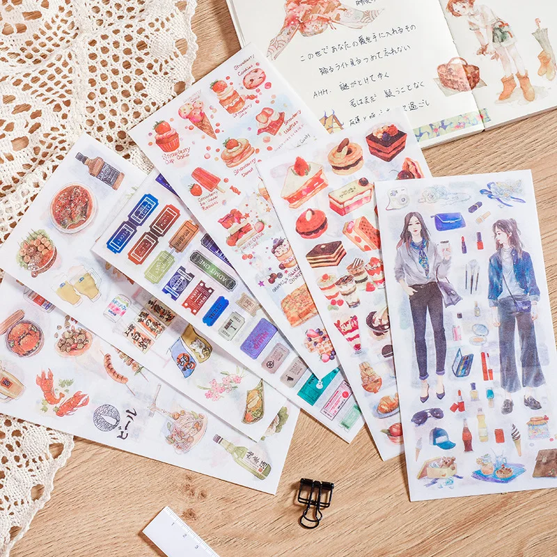 

Small fresh flat character stickers decorative stationery cute daily collection DIY album and paper hand ledger materials