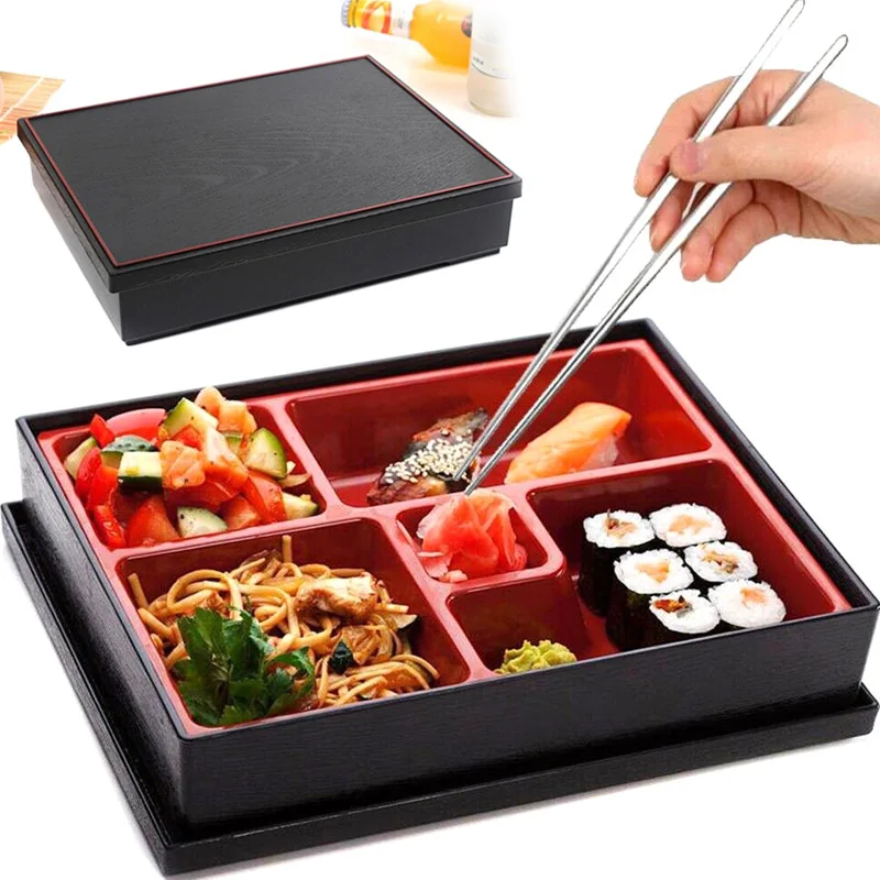 

Portable Lunch Box for Kids School Rice Sushi Bento Box Salad Fruit Plastic Student Food Container Box Separate Crisper