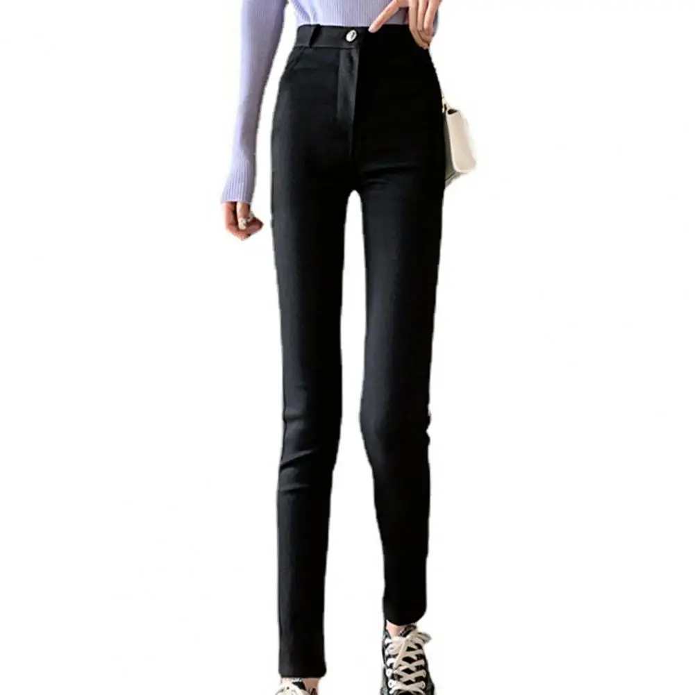 

Women Jogger Pants High Waist Button Fly Bottoms Pockets Skinny Black Pencil Pants Sweatpants Long-Legged Woman Streetwear 3XL