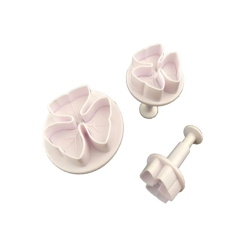 Пластиковый резак для печенья с тремя листьями и цветами ручная прессованная