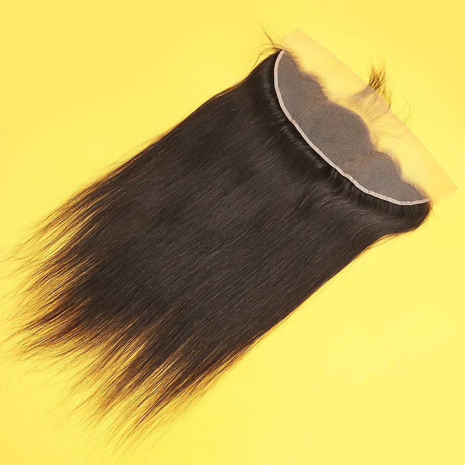 Бразильские прямые волосы 13*4 кружевная Фронтальная застежка узлы отбеленные с