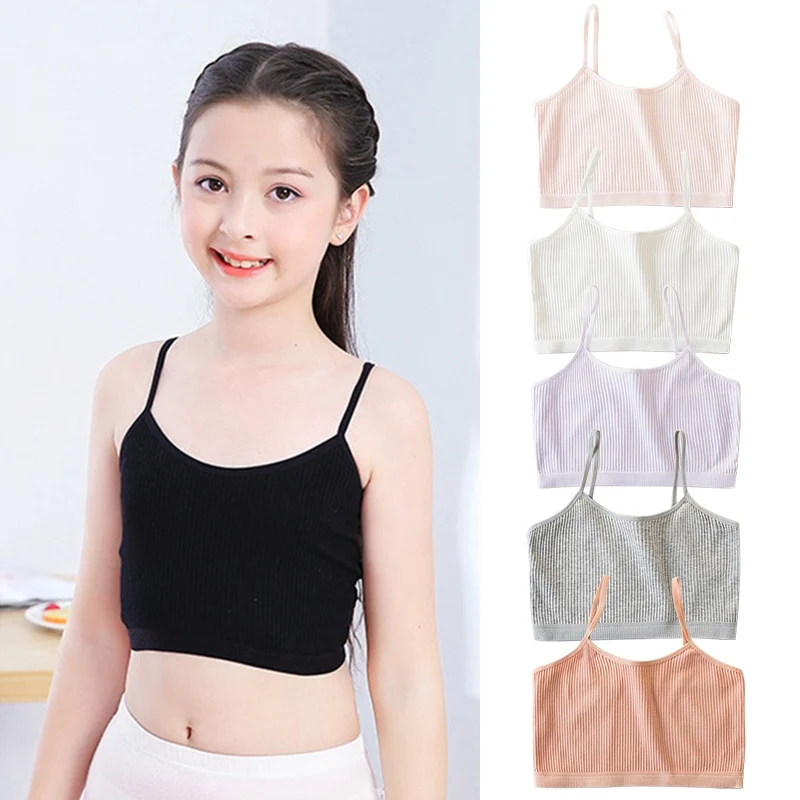 

Kid Underwear Girls Training Bra Cotton Girl Sports Bra Puberty Clothing Teenager Vest Adolescente Breathable Lingerie for 8-10Y