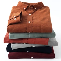 casual pure cotton corduroy men shirt long sleeve brown thick winter xxl regular fit new model male button down blouse