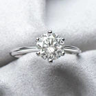 2 карат камень Муассанит кольцо 925 стерлингового серебра Классический Сияющий белого цвета, с металлической вставкой для женщин обручальные кольца Свадебная вечеринка украшения Гра