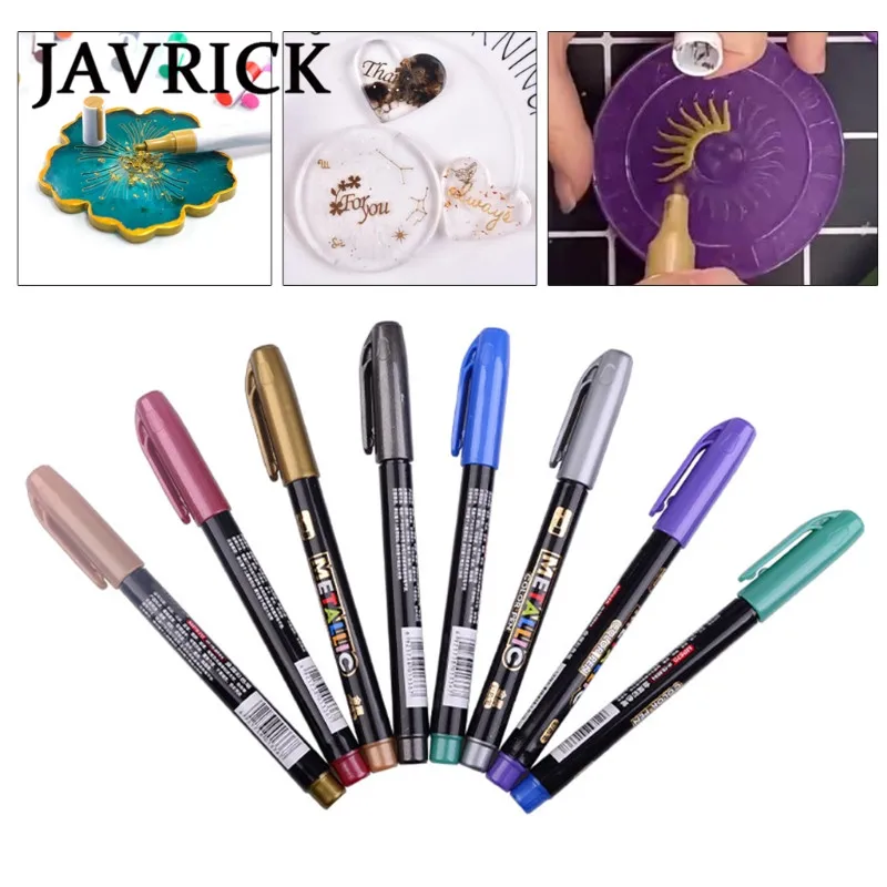

8 Colors Epoxy Resin Drawing Pen Acrylic Paint Highlights Metallic Permanent Marker Graffiti Point Pen