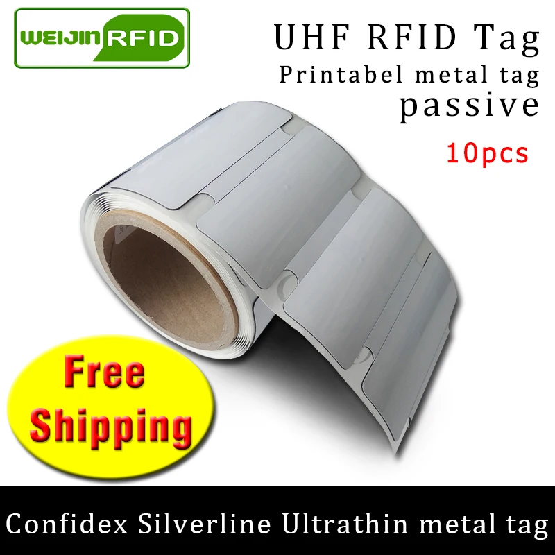 Ультратонкая метка UHF RFID с защитой от металла confidex silverline 915 м 868 МГц Impinj M4QT 10 шт.