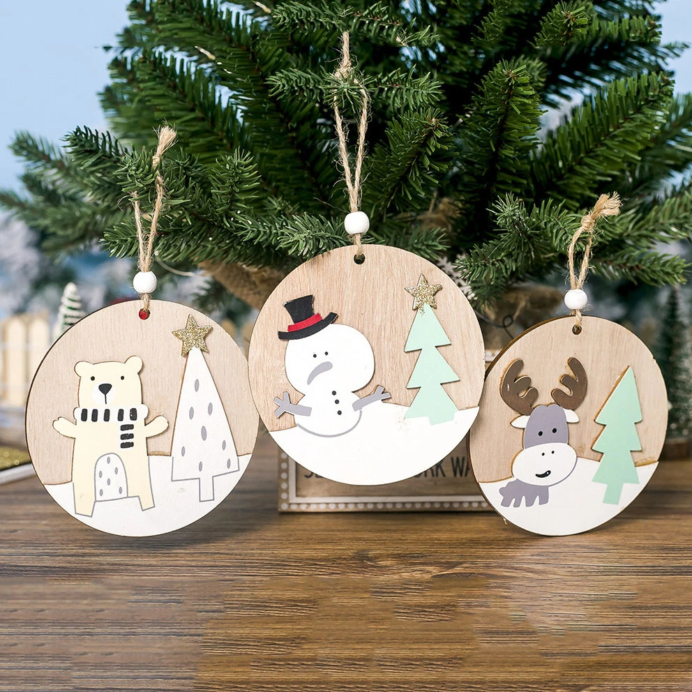 1 шт. Новогодние подвески из натурального дерева украшения для рождественской