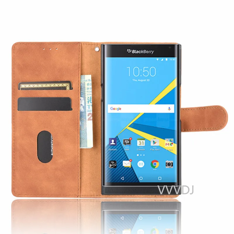 Чехол книжка для BlackBerry Priv 5 4 дюймов кожаный с магнитной подставкой и отделениями