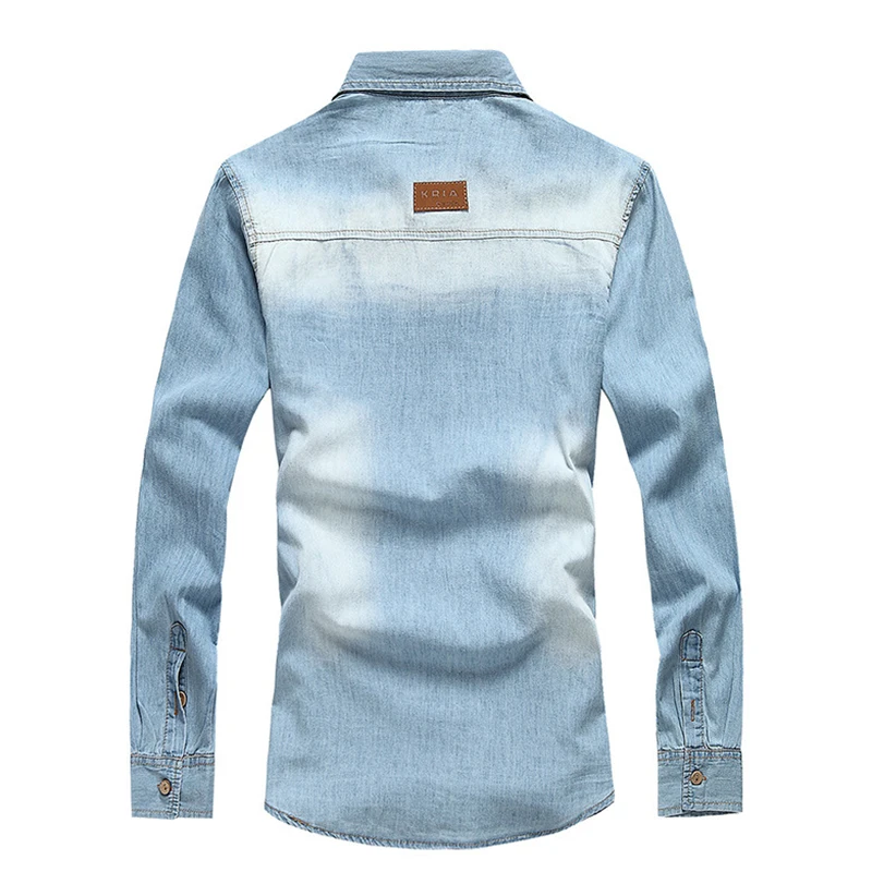 Новые мужские джинсовые рубашки повседневные с длинным рукавом Ретро ковбойские