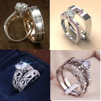 women ring stainless steel 2021 trend matching rings fashion zircon aesthetic set of rings wedding diamond ring free shipping