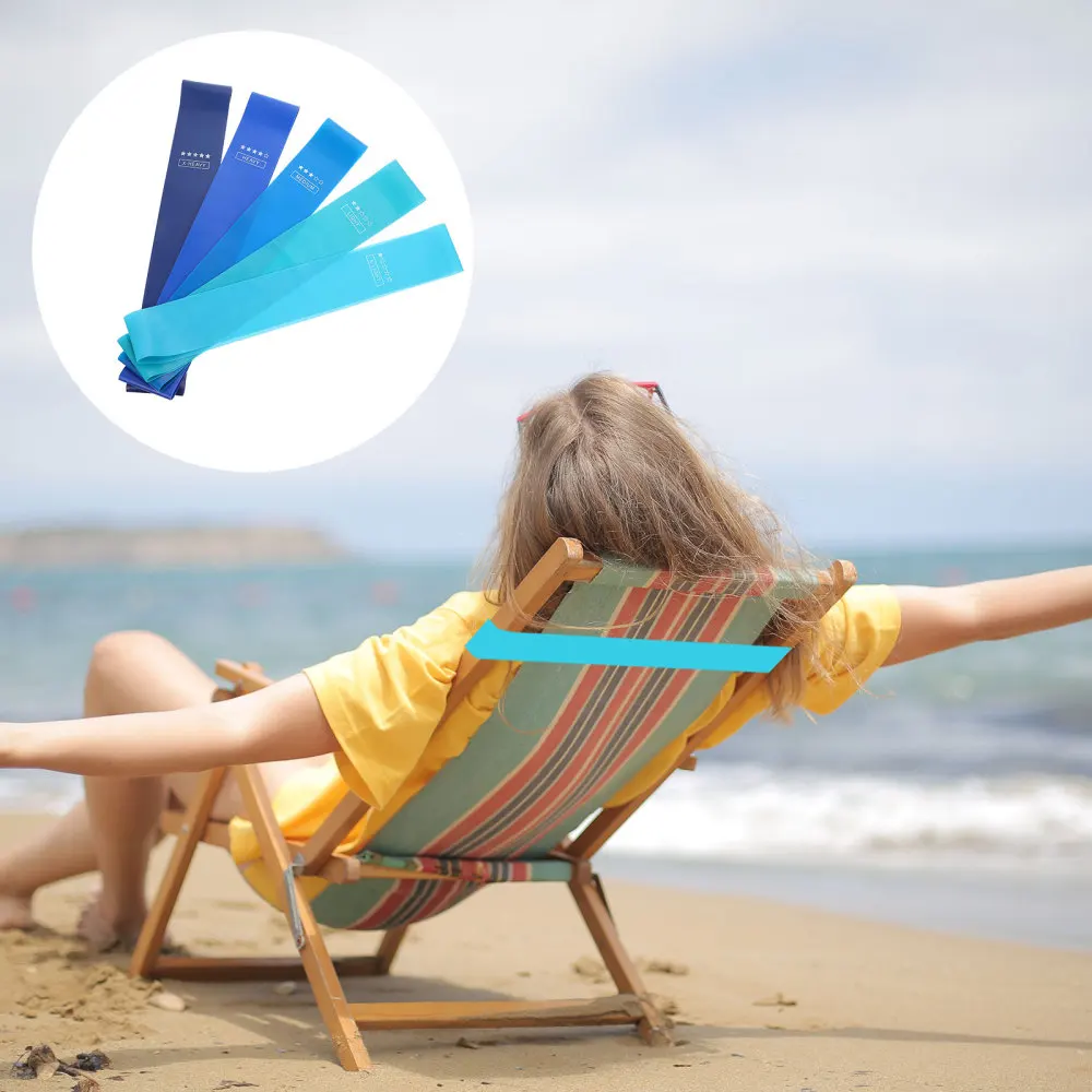 

5pcs Beach Chair Anti-slip Bands for Towel Elastic Resistance Bands (Blue)