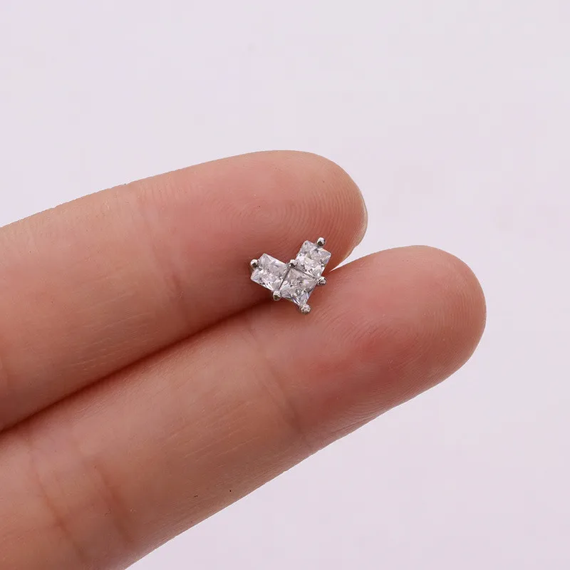 FZHH054200807 TTLIFE Various Crystal Flower Cartilage Piercing Helix Jewelry Stainless Steel CZ Ear Stud Tragus Cartilage Conch Earring Stud - Окраска металла: FZHH054200807