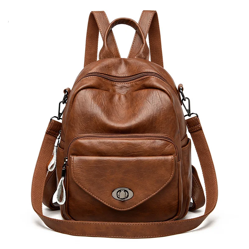 

2019 new fashion backpack style retro girl backpack school PU bag ladies school fashion backpack girl large capacity backpack