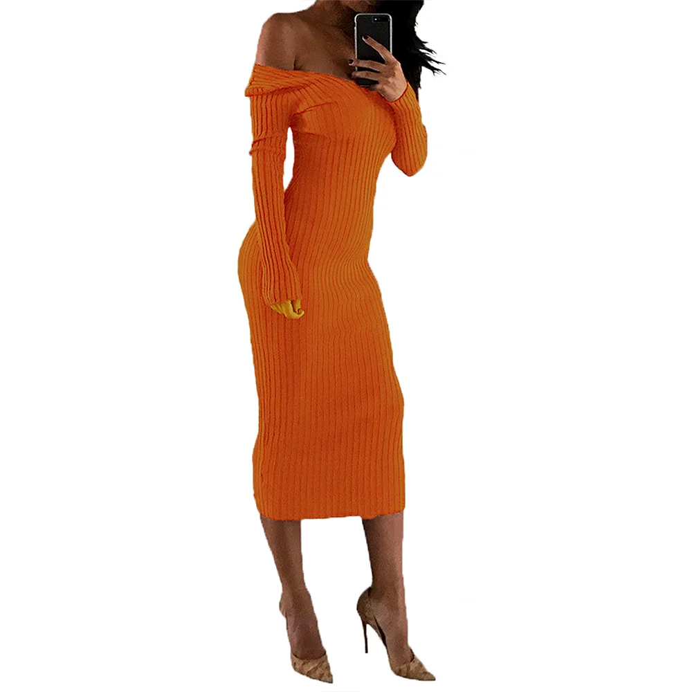 

Sling Neck Sexy Long Sleeve Crop Top Elegant Casual Clothes Women Dresses