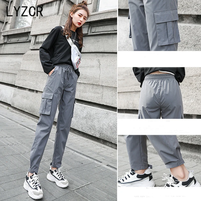 LYZCR женские штаны карго весенние свободные брюки-джоггеры для женщин с высокой