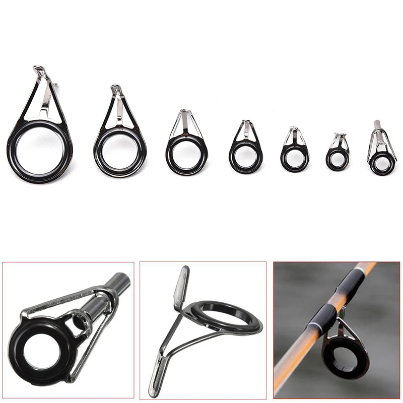 

7Pcs Mixed Size Fishing Top Rings Rod Pole Repair Kit Line Guides Eyes Sets