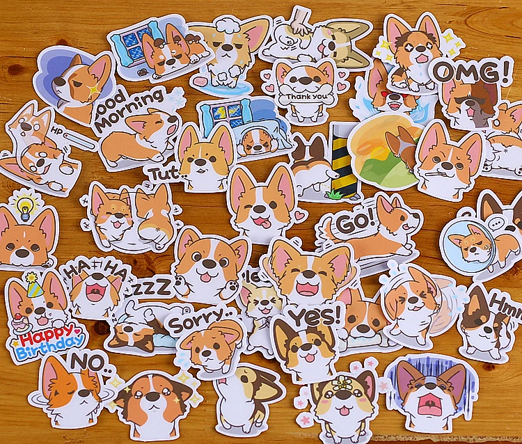 

38pcs Cartoon Cute Little Corgi Sticker DIY Scrapbooking Album Diary Happy Planner week Decoration Sticker