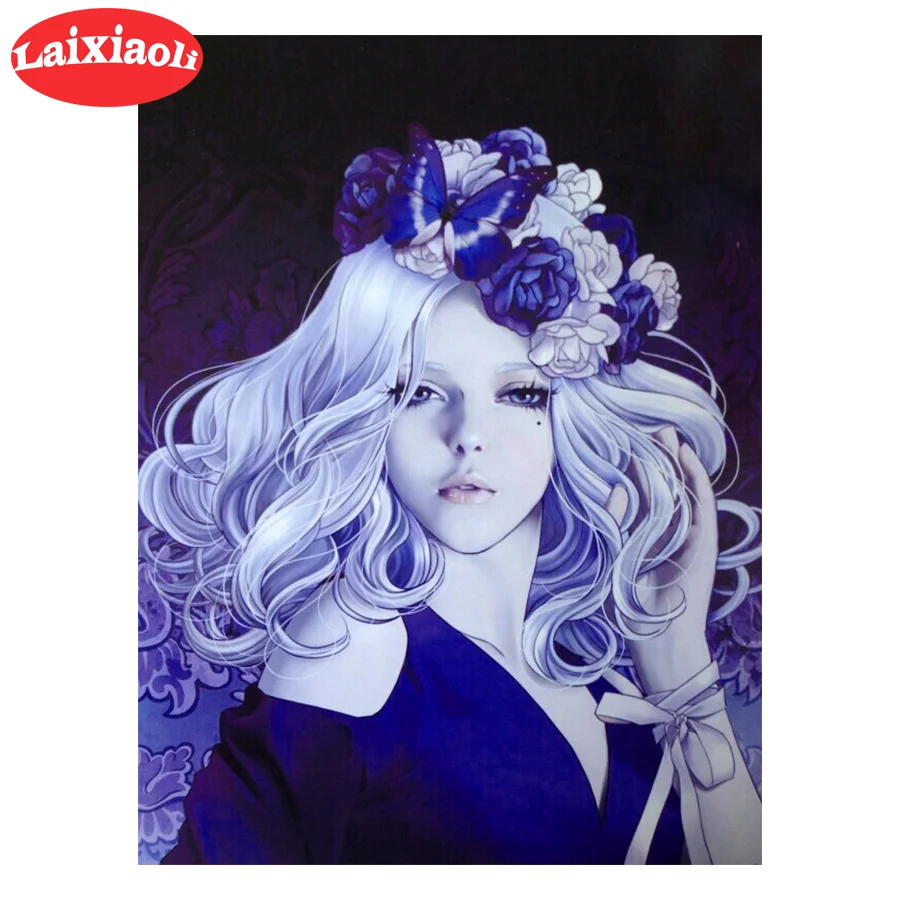 

Мозаика полностью квадратная круглая дрель Фэнтези Цветок женщина Сделай Сам стразы Алмазная Картина Вышивка крестом Алмазная вышивка дом...