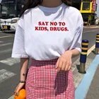 Забавная футболка Say No To Kids, Женская Хлопковая женская футболка в стиле Харадзюку свободная футболка с короткими рукавами, черная футболка