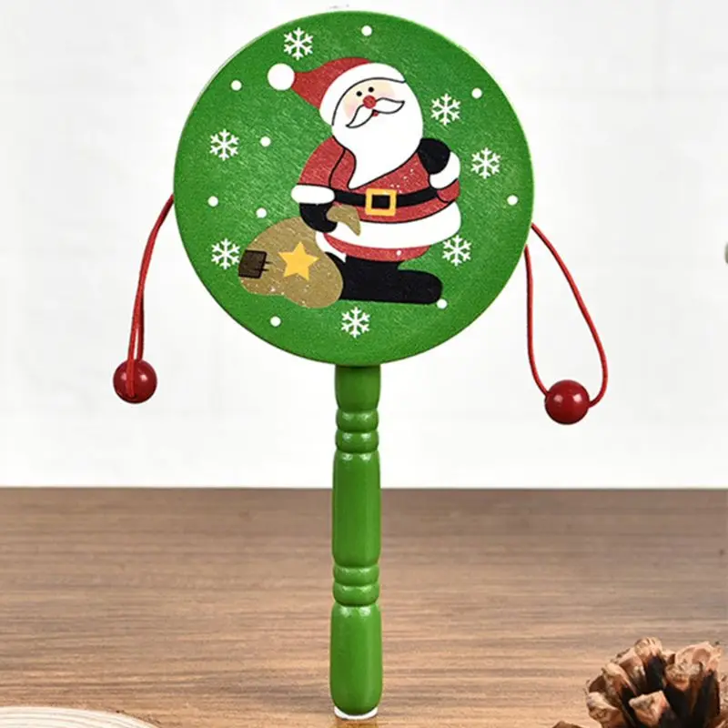 Christmas Baby Kids Wood Rattle Drum Instrument Toys Children Musical Toy Chines