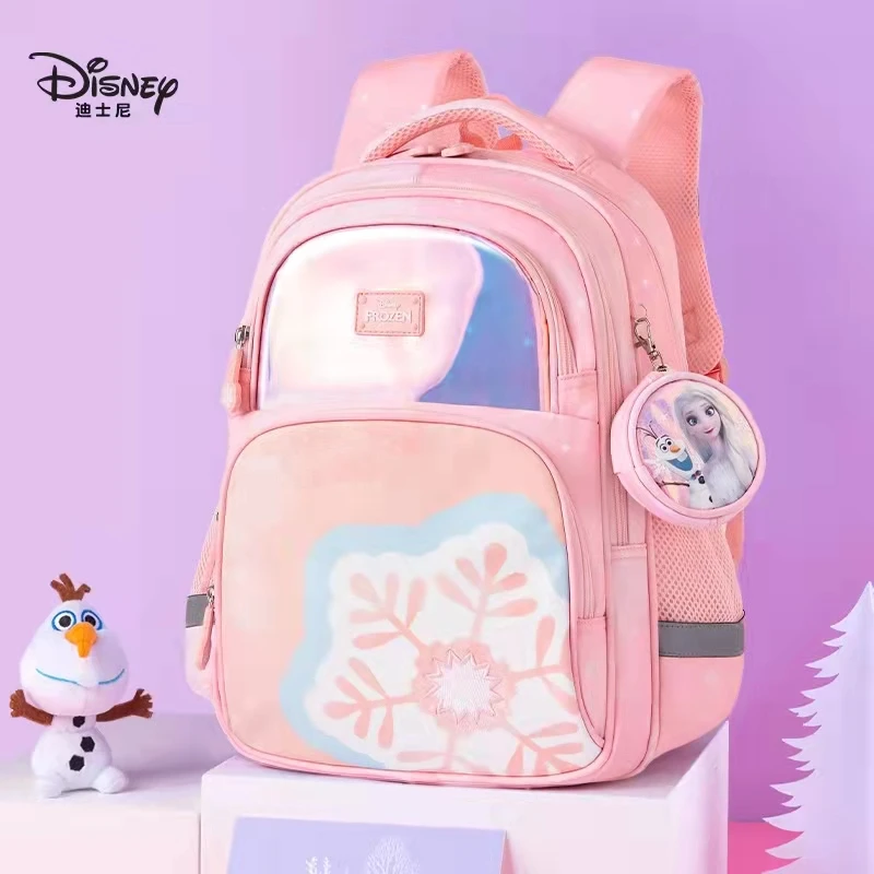Disney Frozen School Bag For Girls Elsa Anna Primary Student Shoulder Orthopedic Backpack Grade 1-5 Large Capacity Gift Mochila