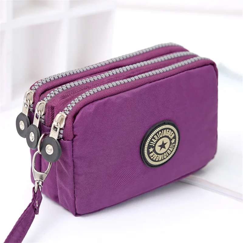 Hot Seller Women Pouch with 3 Compartments Waterproof Polyester Cell Phone Bag Card Holder Lady Large Coin Purse Long Wallet