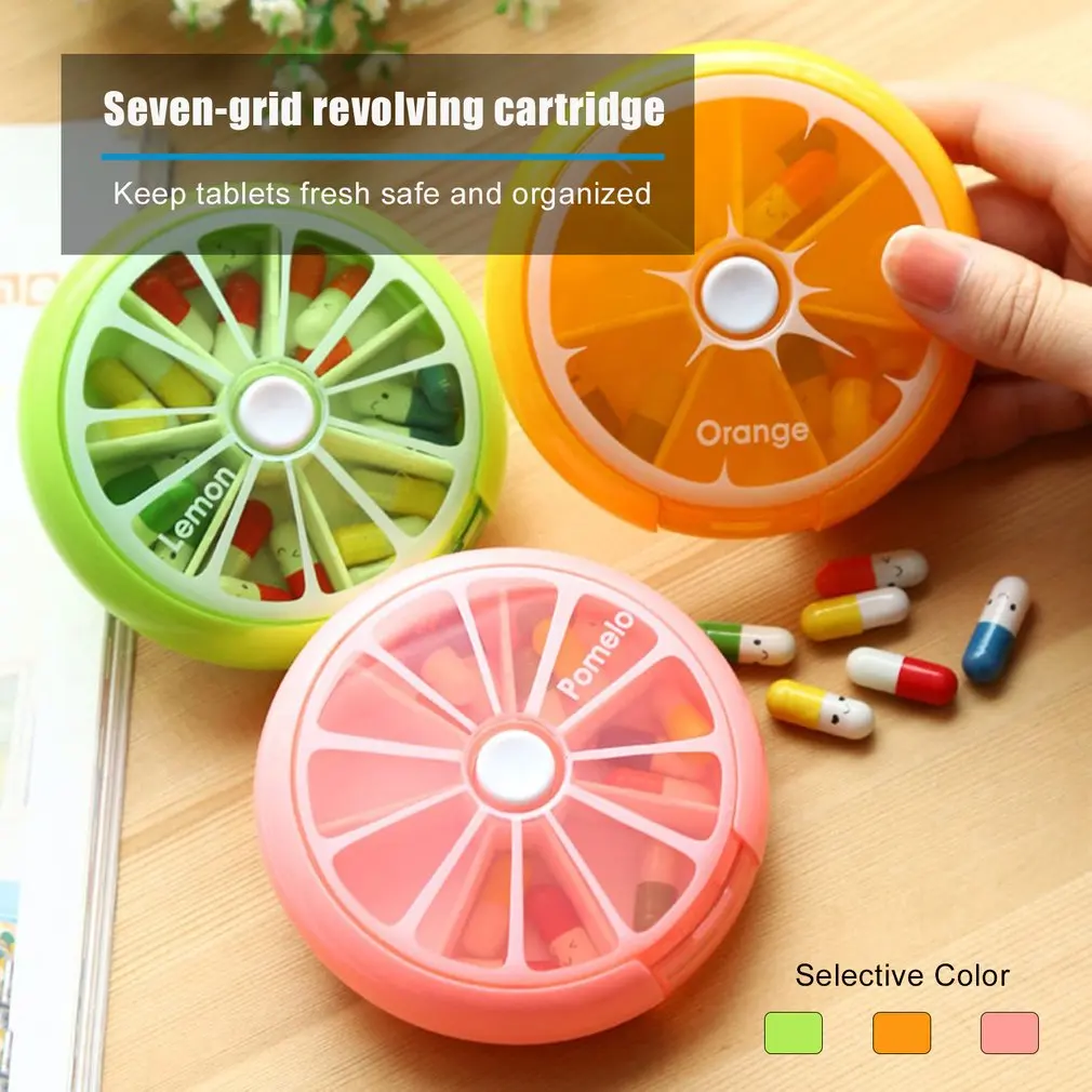 

Round Shape Small Medicine Pill Box Portable 7 Days Weekly Travel Medicine Holder Tablet Storage Case Container