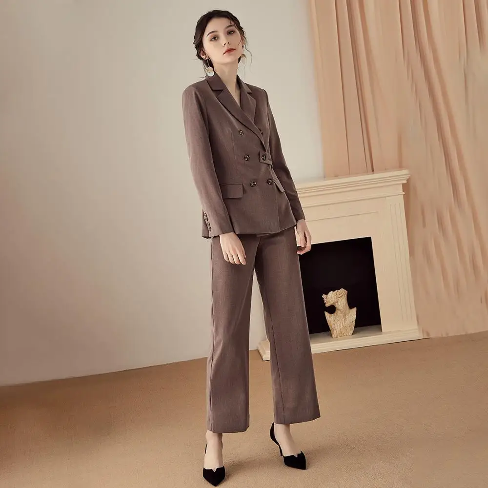 Women's suit new women's slim suit two-piece blazer with trousers set stylish slim double-breasted women's suit new arrivals