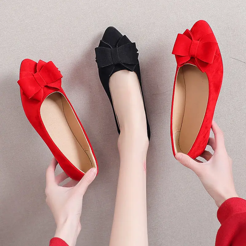 

Sweet Bow Women Shoes Flat Slip On Loafers Fashion Pointed Toe Moccasins Lady Single Shoes Spring Autumn Flats Zapatos Mujer