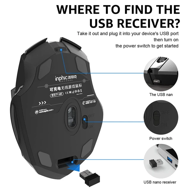 Wireless Mouse Rechargeable 2.4GHz USB Office Mute Bluetooth Mouse 6 High Effecient Buttons For PC Laptop Tablet Mobile Phone 4