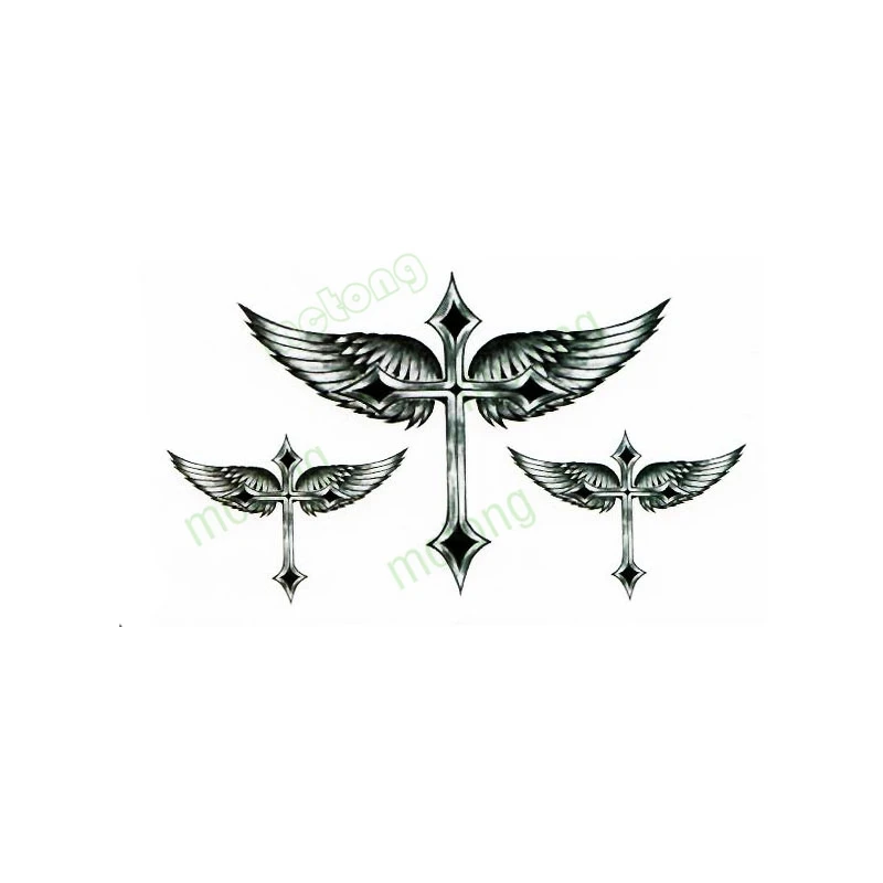 Водонепроницаемые Временные татуировки наклейка s God cross wing tatto Tatuajes Hand Tatouage Body flash