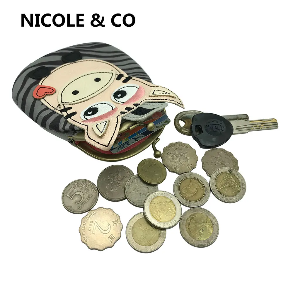 

NICOLE & CO Women PU Leather Original Mini Coin Purse Fashion Metal Frame Cow Small Wallet Card Holder Girl Change Money Key Bag