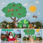 Очень голодная гусеница фон для фотосъемки красное яблоко дерево цветочные дети торт на день рождения разбивать фон для фотостудии