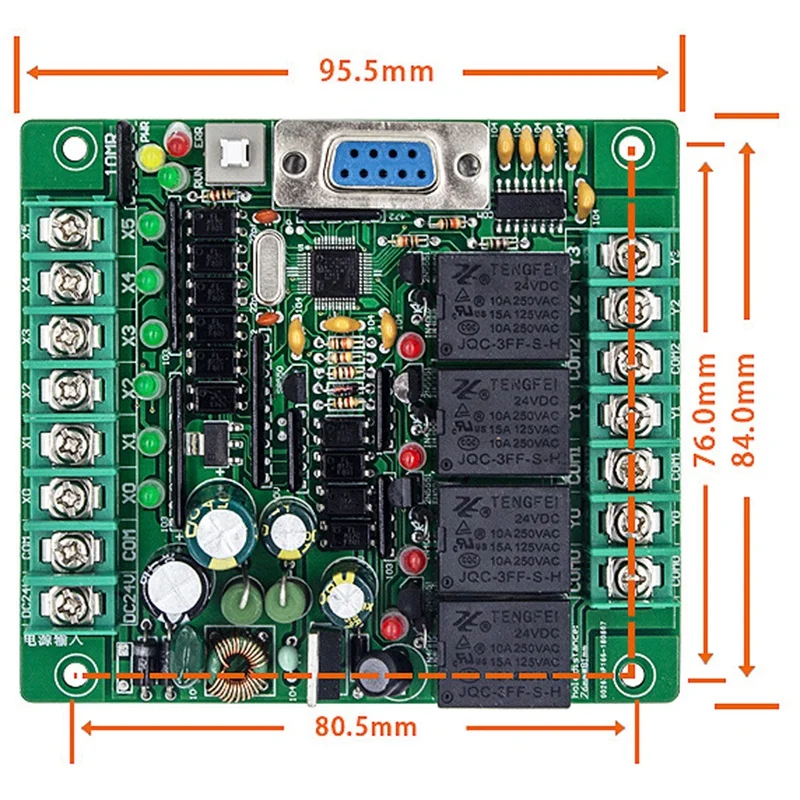Программируемый логический контроллер Plc FX2N 10MR STM32 MCU 6 входов 4 выхода AD 0 10V мотор