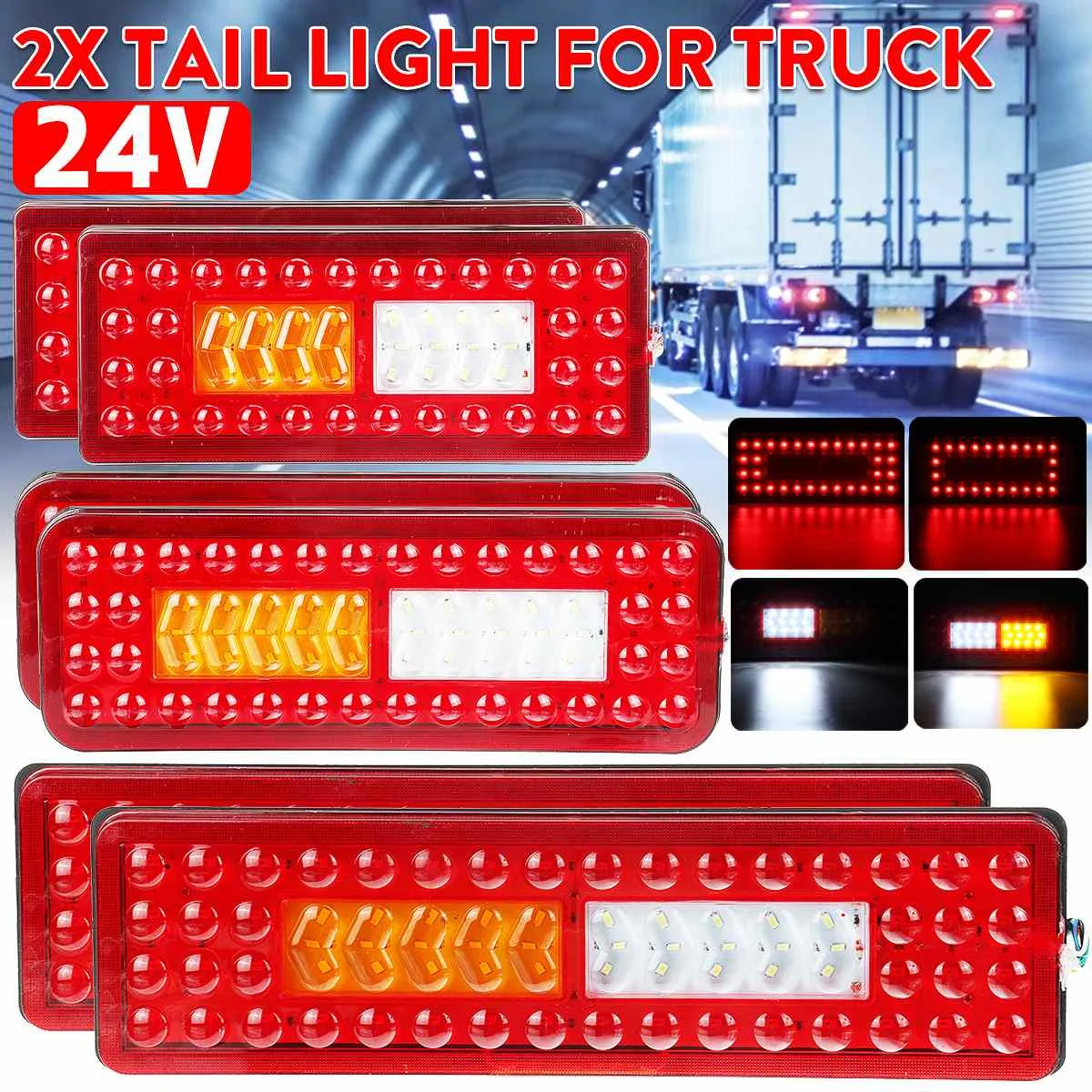 

2 шт. 24 в динамический задний фонарь для автомобиля, грузовика, задний фонасветильник, стоп-сигнал, сигнал поворота, задний фонарь для трейле...