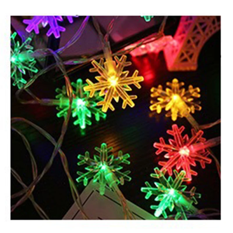 Снежинки строка светильник светодиодный Батарея питание Рождественский Декор